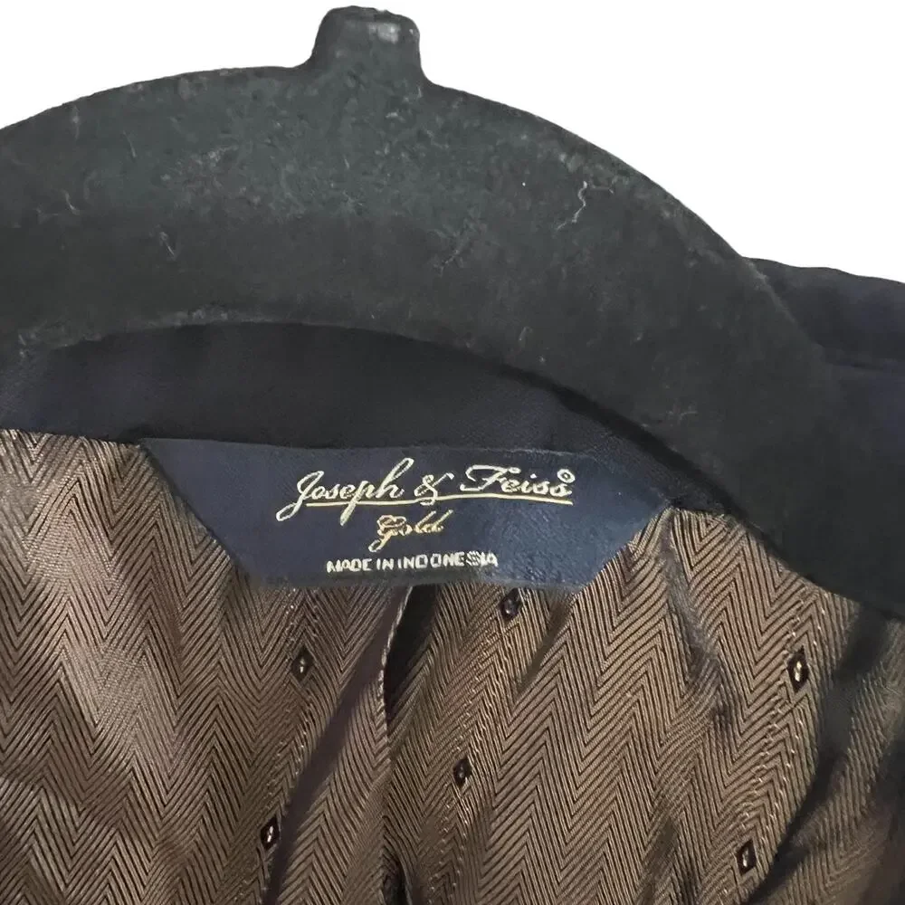 Joseph & Feiss Gold Navy Solid Single Breasted 2 Button Sport Coat Blazer 40 R